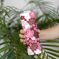 Pink Hibiscus Plumeria Floral Skinny Tumbler - Polynesian Pride