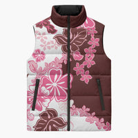 Pink Hibiscus Plumeria Floral Sleeveless Puffer Jacket LT01 Pink - Polynesian Pride