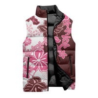 Pink Hibiscus Plumeria Floral Sleeveless Puffer Jacket LT01 - Polynesian Pride