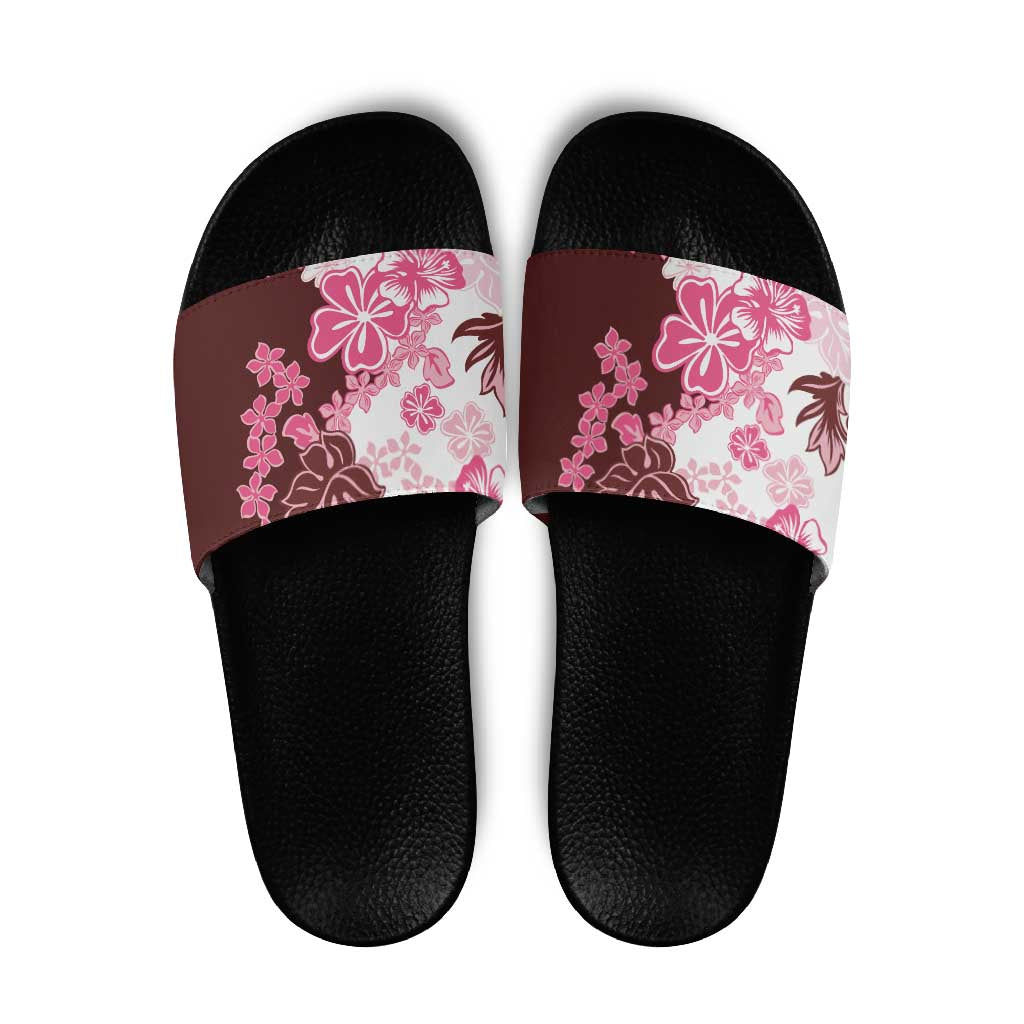 Pink Hibiscus Plumeria Floral Slide Sandals - Polynesian Pride
