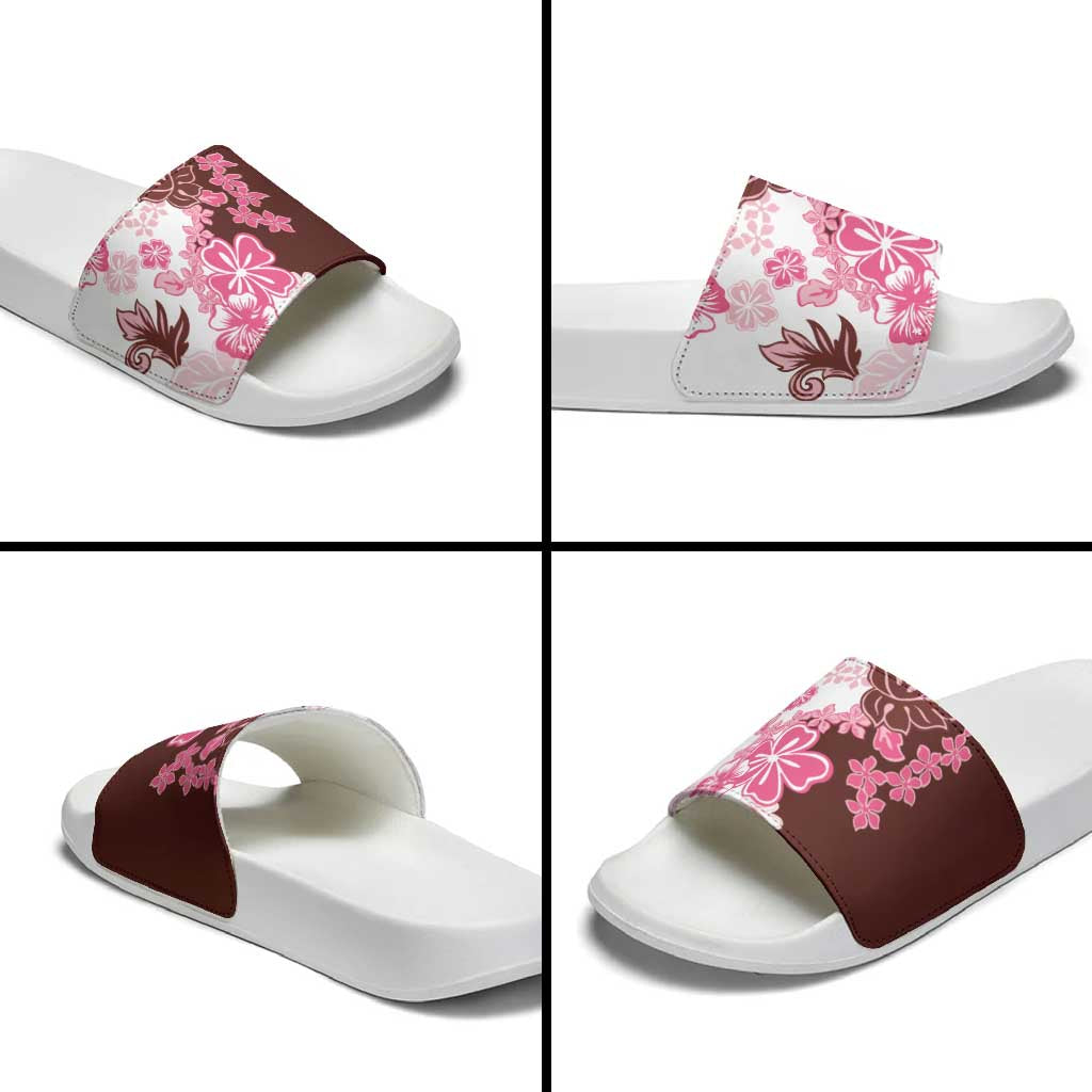 Pink Hibiscus Plumeria Floral Slide Sandals - Polynesian Pride