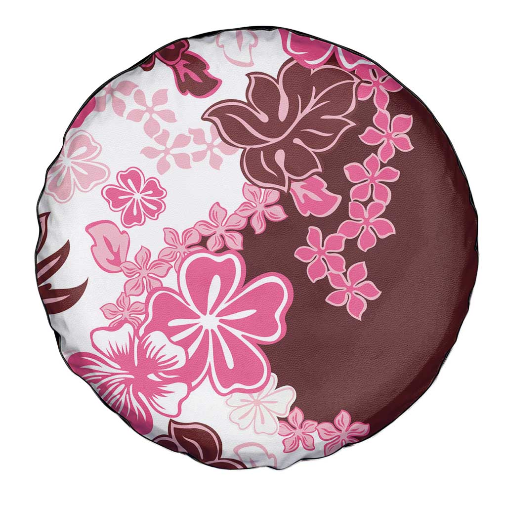 Pink Hibiscus Plumeria Floral Spare Tire Cover - Polynesian Pride