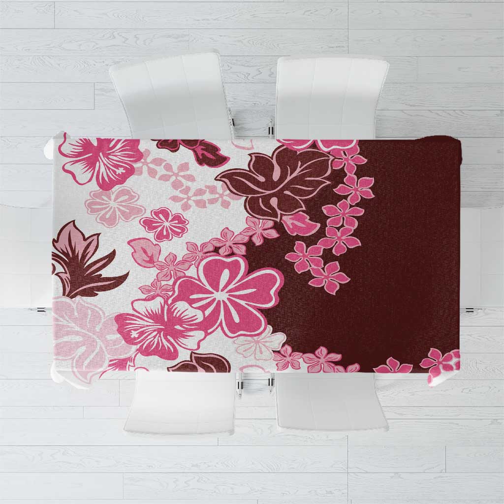 Pink Hibiscus Plumeria Floral Tablecloth LT01 Pink - Polynesian Pride