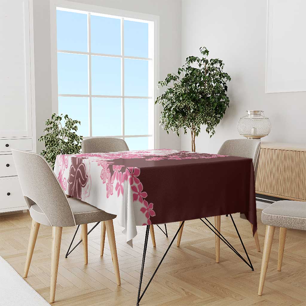 Pink Hibiscus Plumeria Floral Tablecloth LT01 - Polynesian Pride