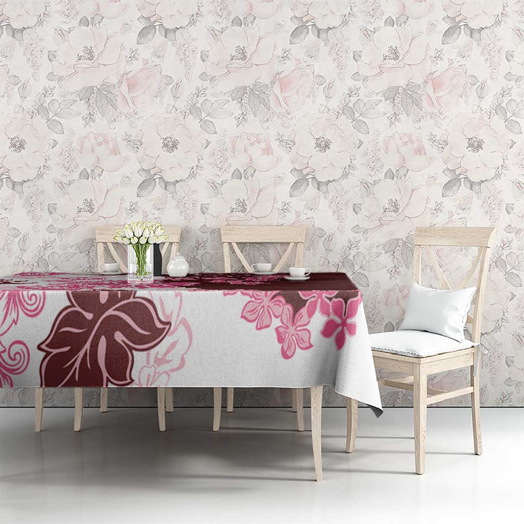 Pink Hibiscus Plumeria Floral Tablecloth LT01 - Polynesian Pride