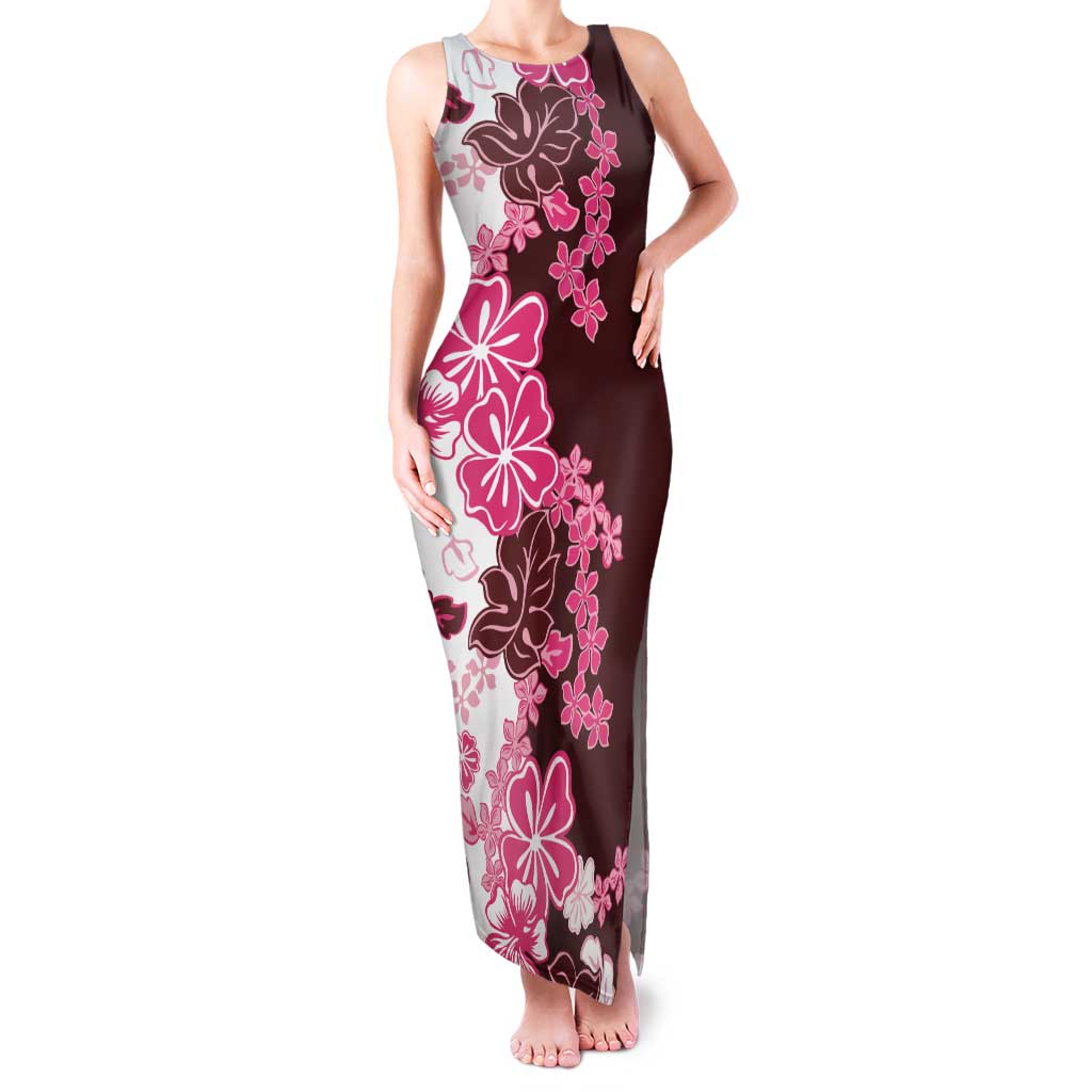 Pink Hibiscus Plumeria Floral Tank Maxi Dress - Polynesian Pride