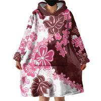 Pink Hibiscus Plumeria Floral Wearable Blanket Hoodie LT01 - Polynesian Pride