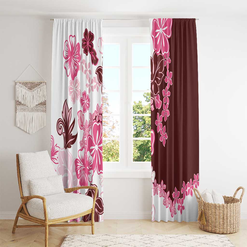 Pink Hibiscus Plumeria Floral Window Curtain - Polynesian Pride