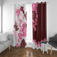 Pink Hibiscus Plumeria Floral Window Curtain - Polynesian Pride