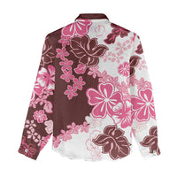Pink Hibiscus Plumeria Floral Women Casual Shirt - Polynesian Pride