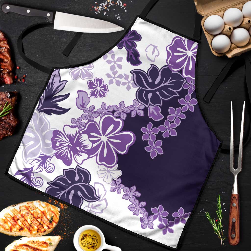 Purple Hibiscus Plumeria Floral Apron - Polynesian Pride