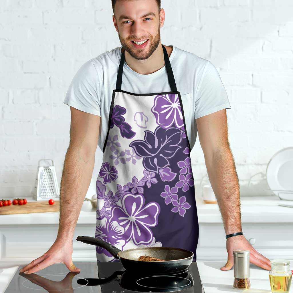 Purple Hibiscus Plumeria Floral Apron - Polynesian Pride