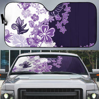 Purple Hibiscus Plumeria Floral Auto Sun Shade LT01 Purple - Polynesian Pride