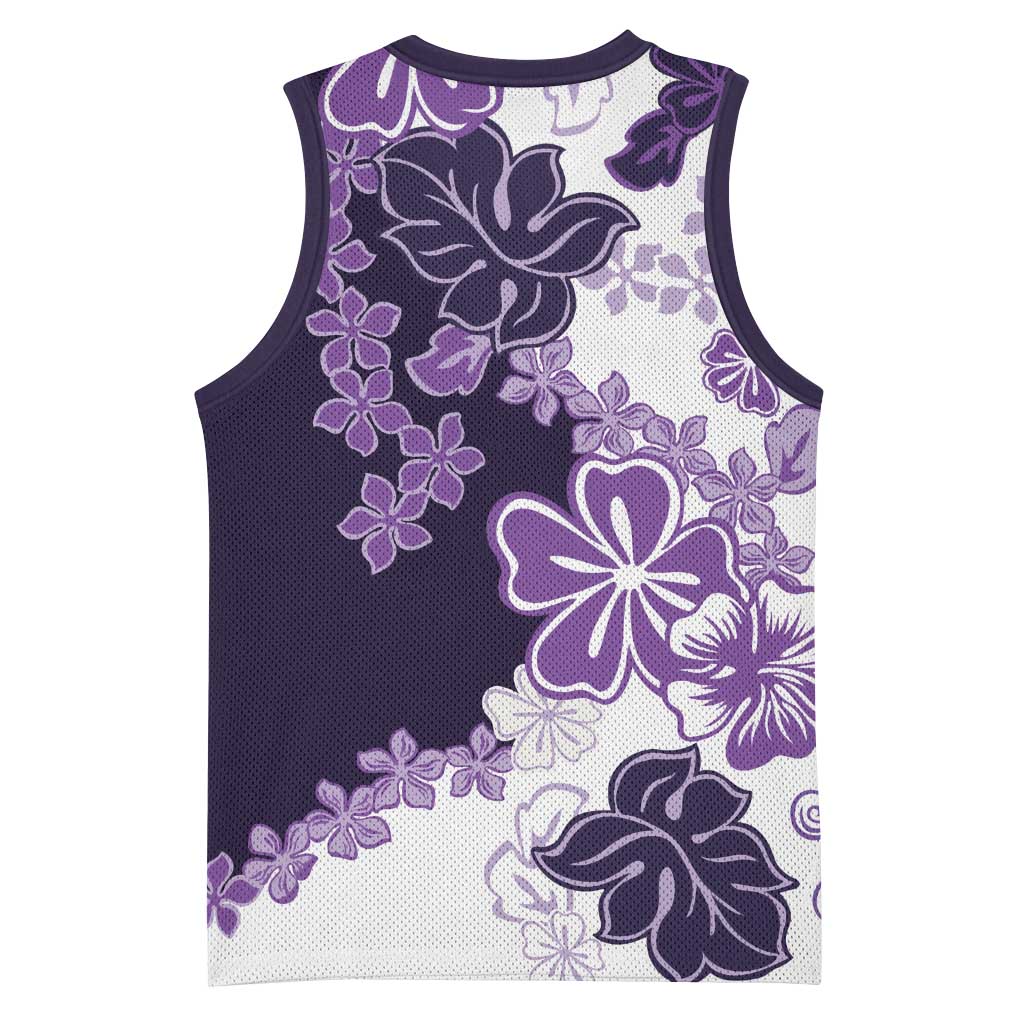 Purple Hibiscus Plumeria Floral Basketball Jersey LT01 - Polynesian Pride