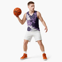 Purple Hibiscus Plumeria Floral Basketball Jersey LT01 - Polynesian Pride