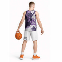 Purple Hibiscus Plumeria Floral Basketball Jersey LT01 - Polynesian Pride