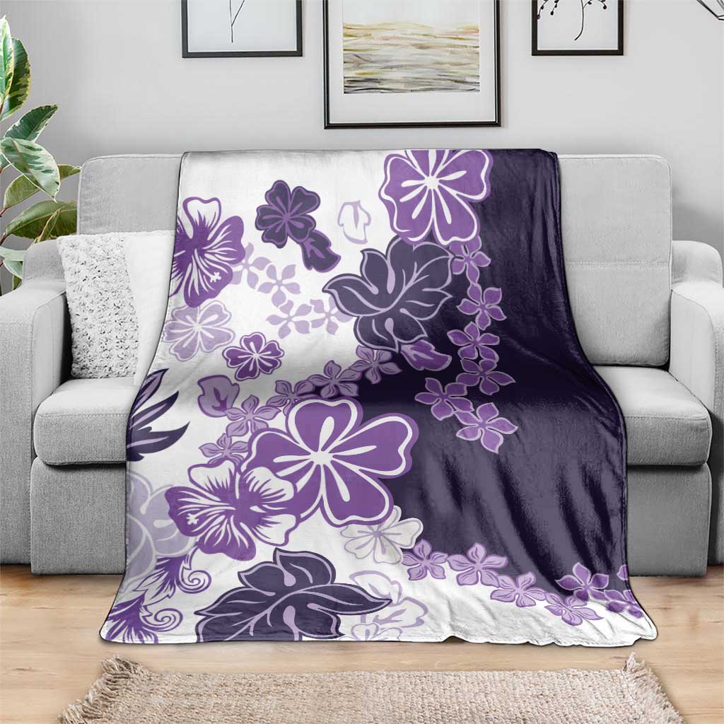 Purple Hibiscus Plumeria Floral Blanket - Polynesian Pride