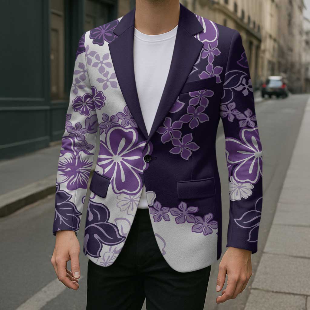 Purple Hibiscus Plumeria Floral Blazer - Polynesian Pride