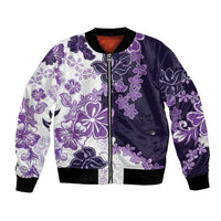 Purple Hibiscus Plumeria Floral Bomber Jacket - Polynesian Pride