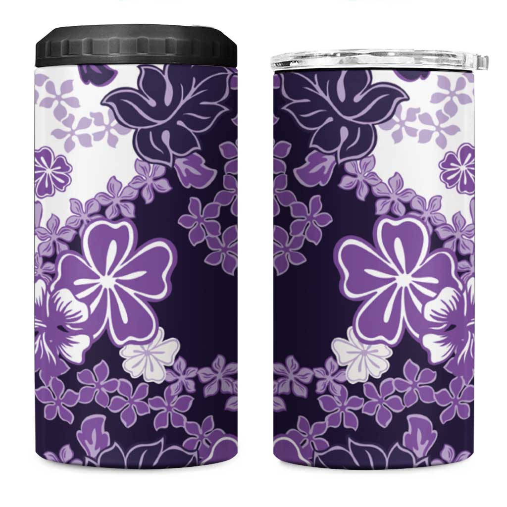 Purple Hibiscus Plumeria Floral 4 in 1 Can Cooler Tumbler LT01 One Size: 16 oz Purple - Polynesian Pride