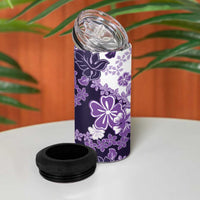 Purple Hibiscus Plumeria Floral 4 in 1 Can Cooler Tumbler LT01 - Polynesian Pride