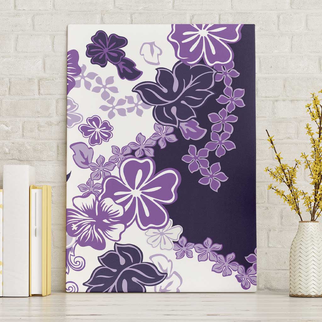Purple Hibiscus Plumeria Floral Canvas Wall Art LT01 Without Frame Purple - Polynesian Pride