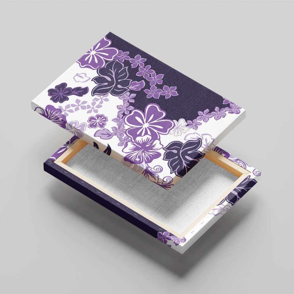 Purple Hibiscus Plumeria Floral Canvas Wall Art LT01 - Polynesian Pride