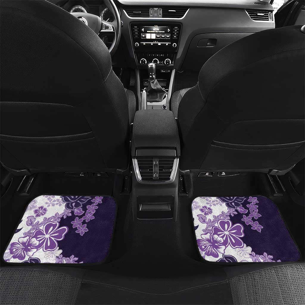 Purple Hibiscus Plumeria Floral Car Mats LT01 Set 2pcs - Back Purple - Polynesian Pride