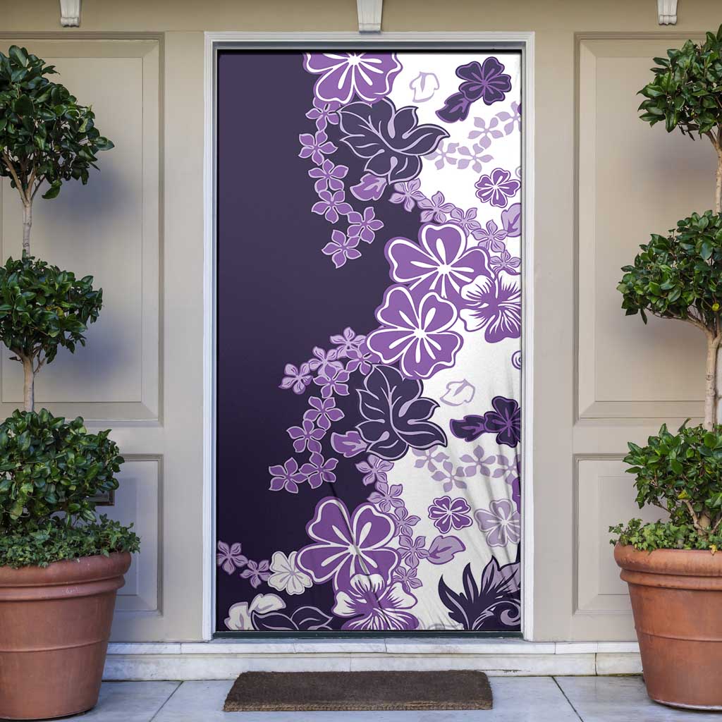 Purple Hibiscus Plumeria Floral Door Cover - Polynesian Pride
