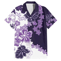 Purple Hibiscus Plumeria Floral Family Matching Long Sleeve Bodycon Dress and Hawaiian Shirt - Polynesian Pride