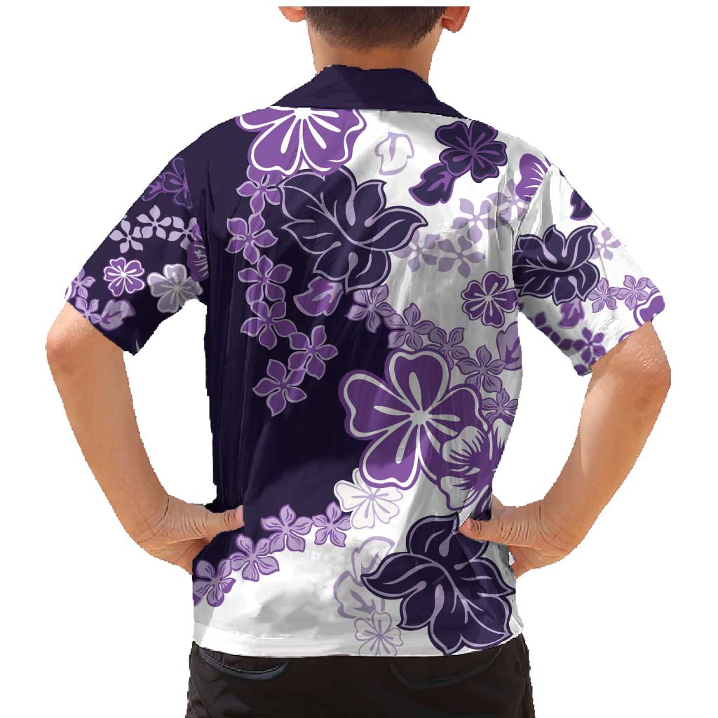 Purple Hibiscus Plumeria Floral Family Matching Mermaid Dress and Hawaiian Shirt - Polynesian Pride