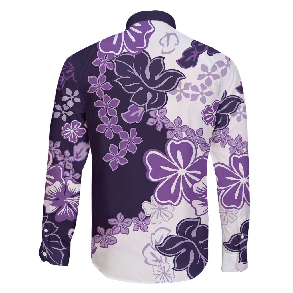 Purple Hibiscus Plumeria Floral Family Matching Mermaid Dress and Hawaiian Shirt - Polynesian Pride
