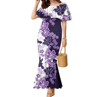 Purple Hibiscus Plumeria Floral Family Matching Mermaid Dress and Hawaiian Shirt - Polynesian Pride