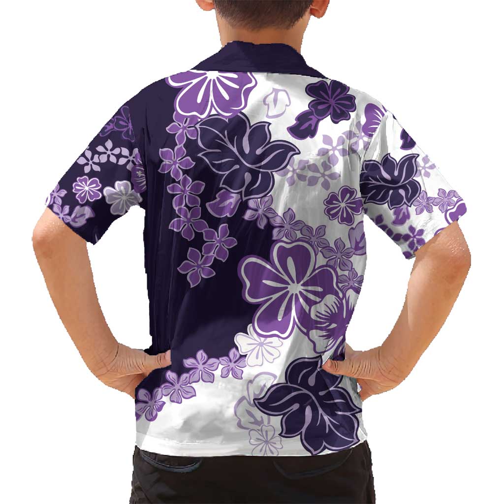 Purple Hibiscus Plumeria Floral Family Matching Puletasi and Hawaiian Shirt - Polynesian Pride