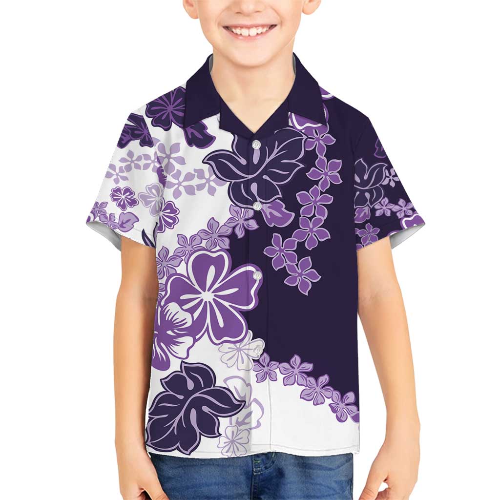 Purple Hibiscus Plumeria Floral Family Matching Puletasi and Hawaiian Shirt - Polynesian Pride