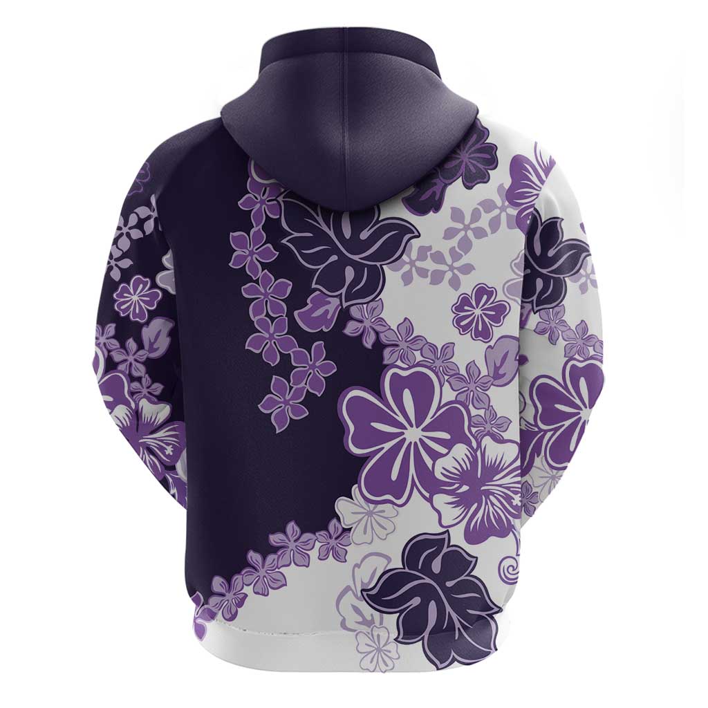 Purple Hibiscus Plumeria Floral Hoodie - Polynesian Pride