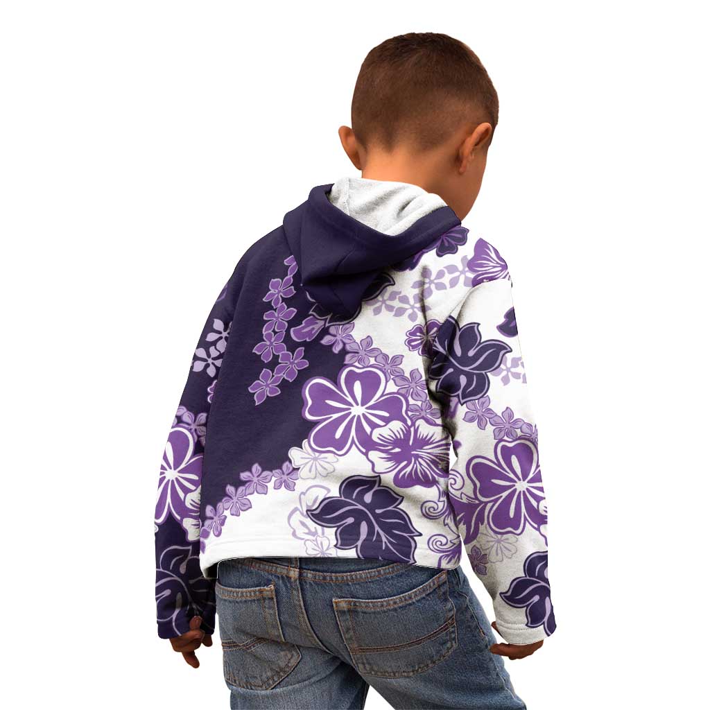 Purple Hibiscus Plumeria Floral Kid Hoodie - Polynesian Pride