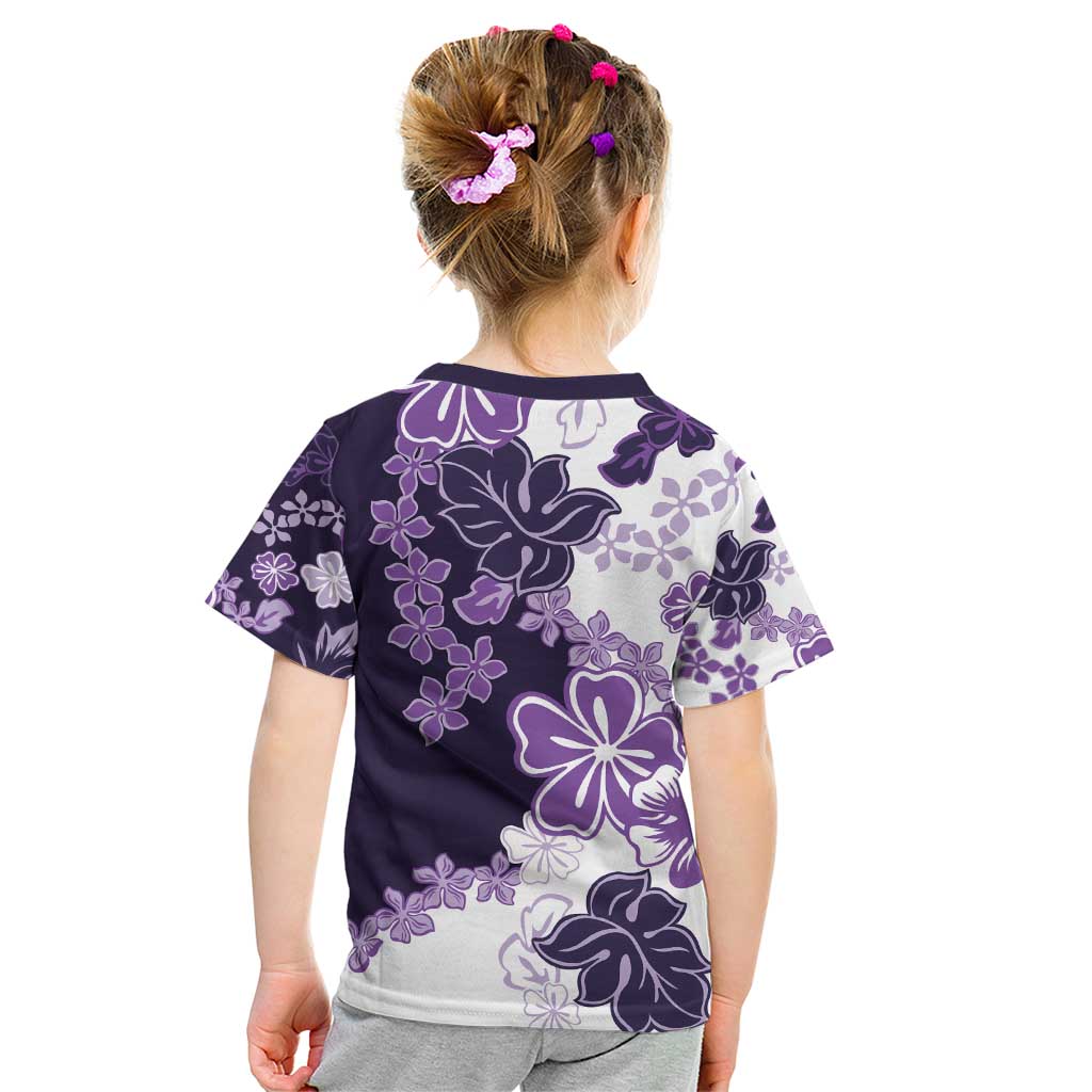 Purple Hibiscus Plumeria Floral Kid T Shirt - Polynesian Pride