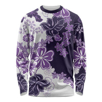 Purple Hibiscus Plumeria Floral Long Sleeve Shirt LT01 Unisex Purple - Polynesian Pride