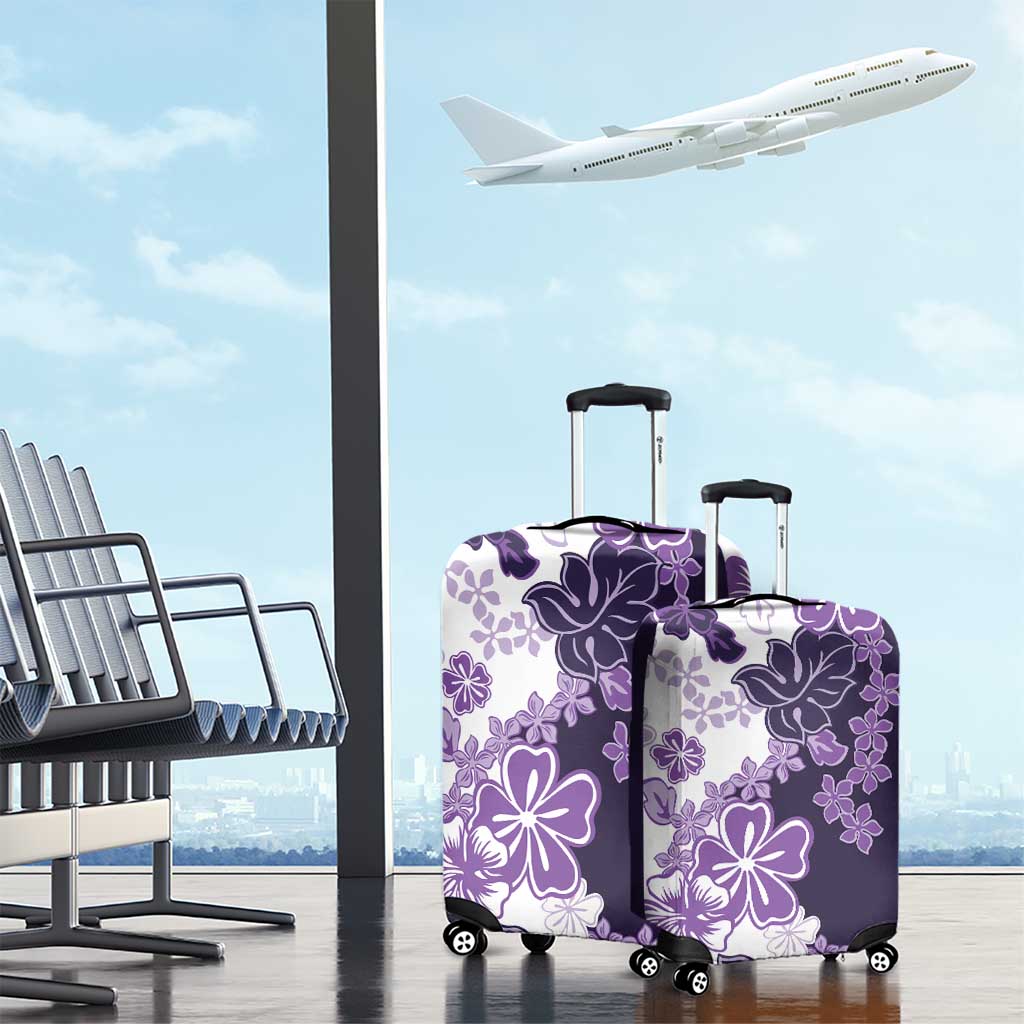 Purple Hibiscus Plumeria Floral Luggage Cover - Polynesian Pride