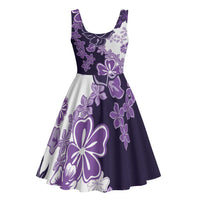 Purple Hibiscus Plumeria Floral Midi Dress - Polynesian Pride