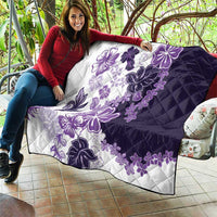 Purple Hibiscus Plumeria Floral Quilt - Polynesian Pride