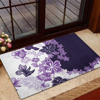Purple Hibiscus Plumeria Floral Rubber Doormat LT01 - Polynesian Pride