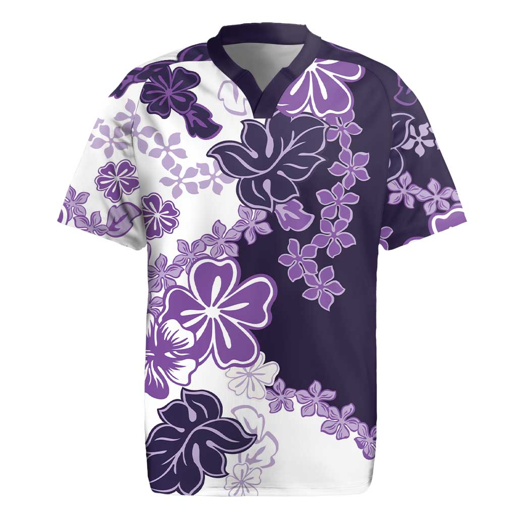 Purple Hibiscus Plumeria Floral Rugby Jersey LT01 Purple - Polynesian Pride