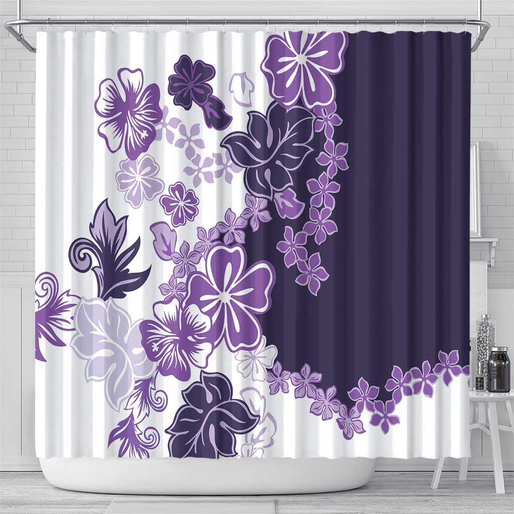 Purple Hibiscus Plumeria Floral Shower Curtain - Polynesian Pride