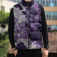 Purple Hibiscus Plumeria Floral Sleeveless Puffer Jacket LT01 - Polynesian Pride