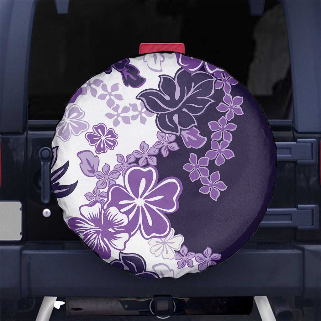 Purple Hibiscus Plumeria Floral Spare Tire Cover - Polynesian Pride