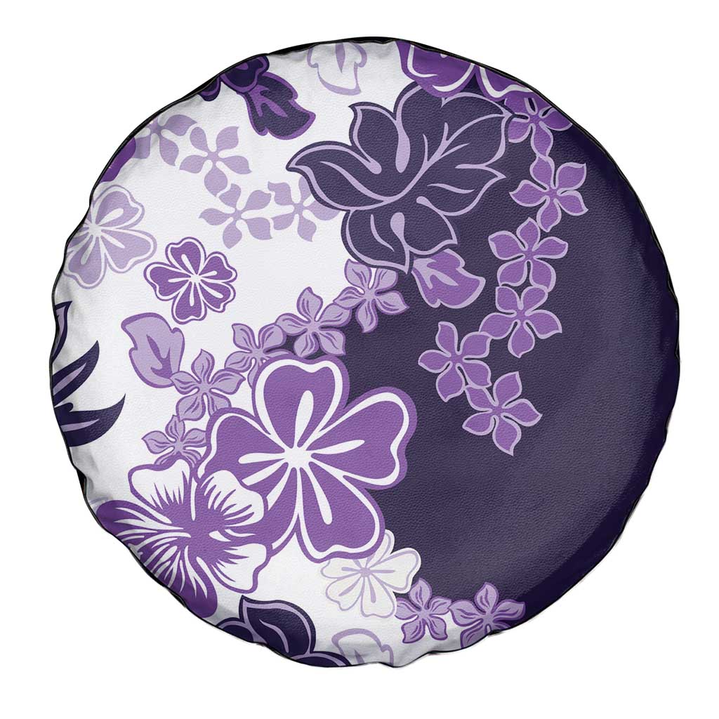 Purple Hibiscus Plumeria Floral Spare Tire Cover - Polynesian Pride