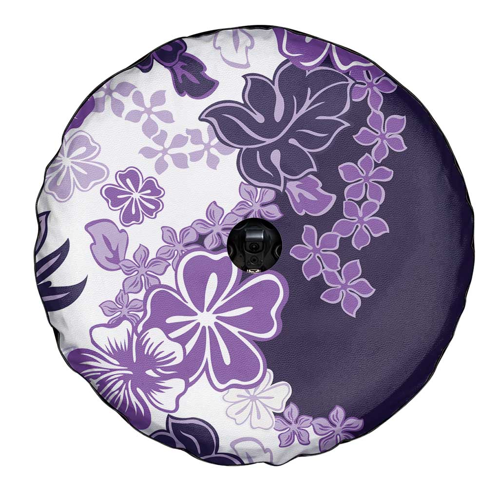 Purple Hibiscus Plumeria Floral Spare Tire Cover - Polynesian Pride