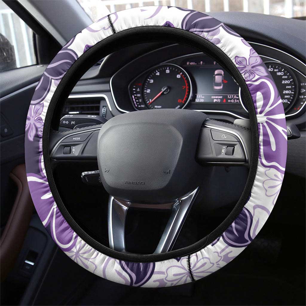 Purple Hibiscus Plumeria Floral Steering Wheel Cover LT01 - Polynesian Pride